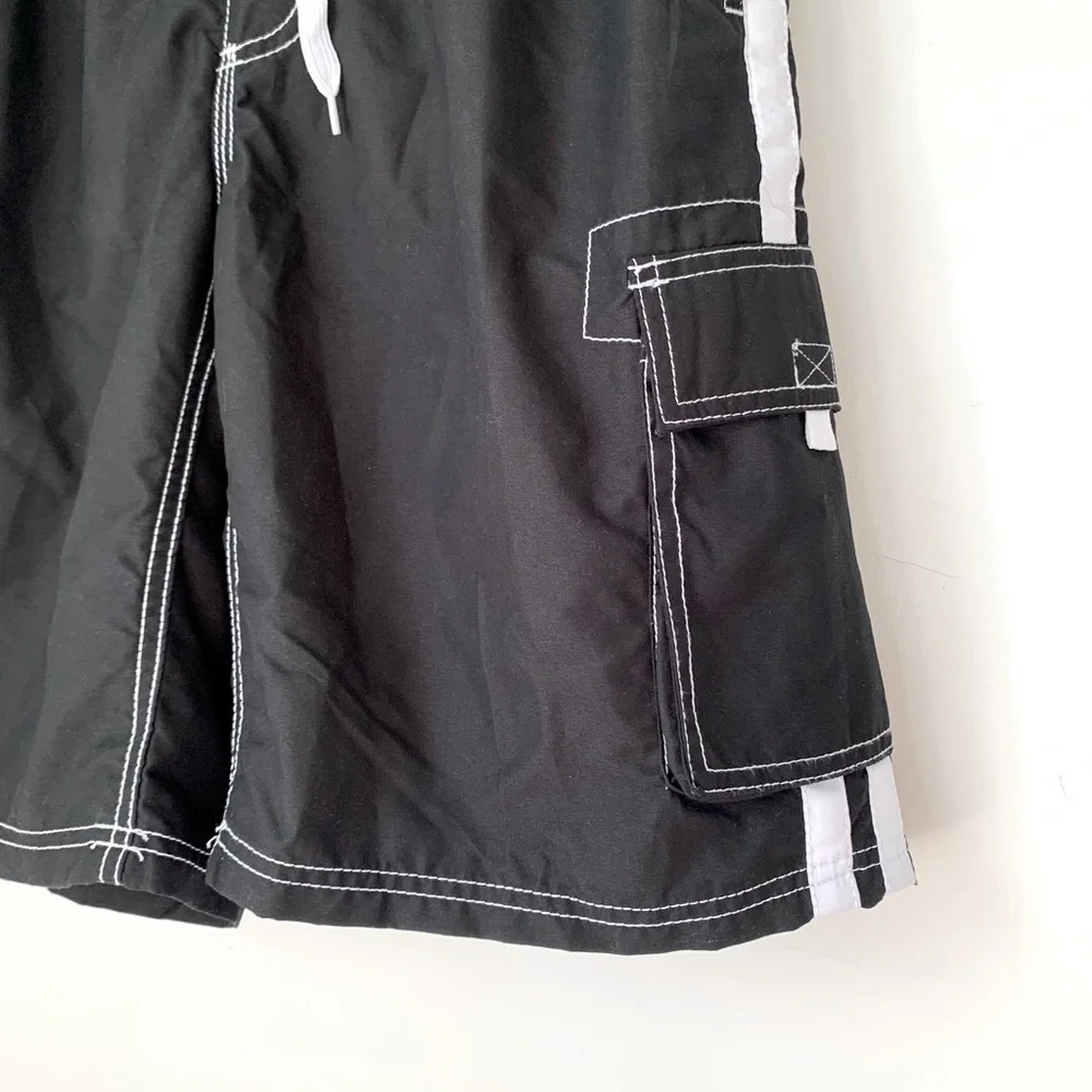 Kanu Surf Barracuda Black 10” Cargo Swim Trunks Medium